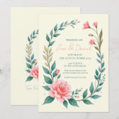 Uitnodiging met Delicate Bloemenkrans (Voorkant / Achterkant)