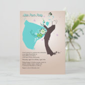 Uitnodiging met een drukplaat (blauw) (Staand voorkant)