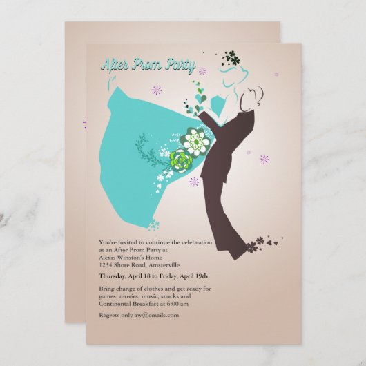 Uitnodiging met een drukplaat (blauw) (Voorkant / Achterkant)