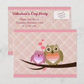 Uitnodiging met een liefhebbend uiltjeskoppel (Voorkant / Achterkant)