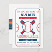 Uitnodiging met een sporthaven van de dag: honkbal (Voorkant / Achterkant)