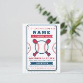 Uitnodiging met een sporthaven van de dag: honkbal (Staand voorkant)