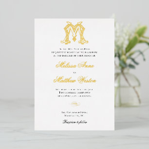 Uitnodiging met folie MM-monogram of MM-logo