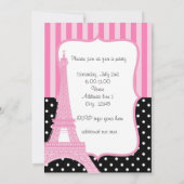 Uitnodiging met Franse stippen en roze Eiffeltoren (Achterkant)