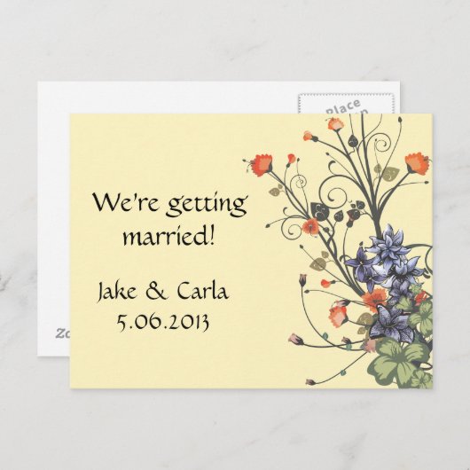 Uitnodiging met gevarieerde bloemen (Voorkant / Achterkant)