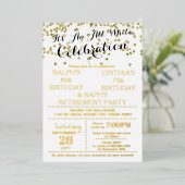 Uitnodiging met gouden folie tekst voor All White (Staand Voorkant)