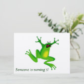 Uitnodiging met Groene Kikker en Tekst (Staand voorkant)