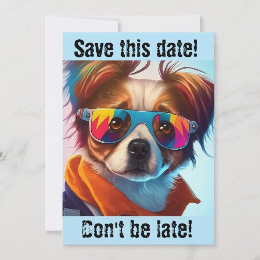 Uitnodiging met Groovy Hond in Zonnebril (Voorkant)
