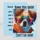 Uitnodiging met Groovy Hond in Zonnebril (Voorkant / Achterkant)