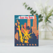 Uitnodiging met icoon van de skyline van New York (Staand voorkant)