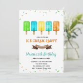 Uitnodiging met jongen ijslolly ijs thema (Staand voorkant)