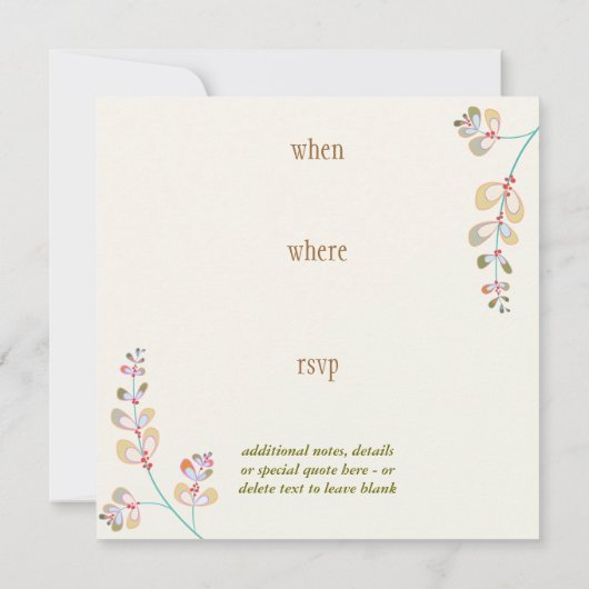 Uitnodiging met juwelenbladeren (Achterkant)