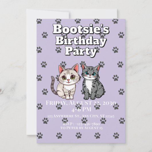 Uitnodiging met katten thema (Voorkant)