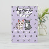 Uitnodiging met katten thema (Staand voorkant)
