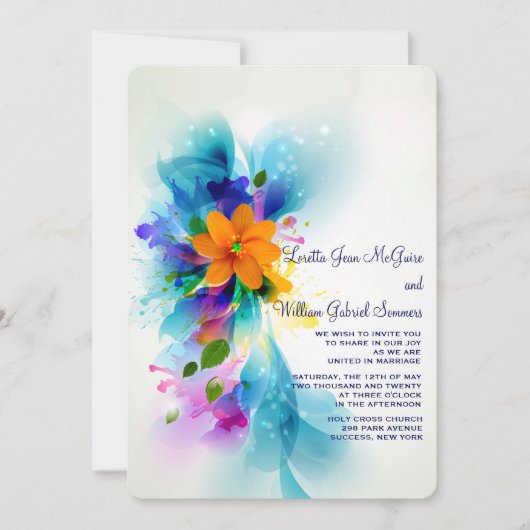 Uitnodiging met kleurenspatteur (Voorkant)