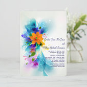 Uitnodiging met kleurenspatwerk (Staand voorkant)