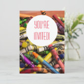 Uitnodiging met kleurpotlood (Staand voorkant)