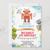 Uitnodiging met leuk robot thema (Voorkant)