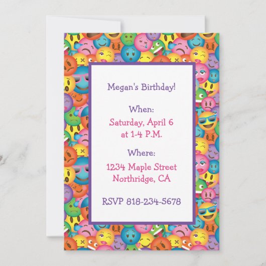 Uitnodiging met leuke Emoji-afdruk (Voorkant)