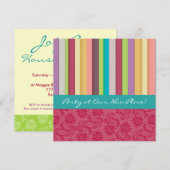Uitnodiging met levendige strepen (Voorkant / Achterkant)