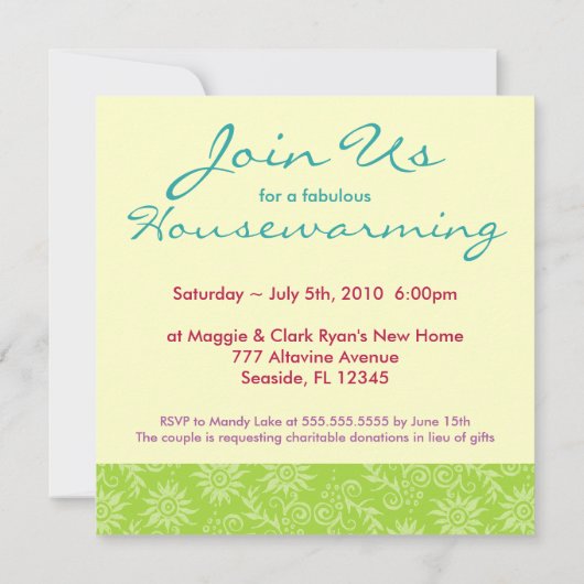 Uitnodiging met levendige strepen (Achterkant)