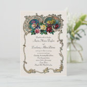  uitnodiging met lijst en rozen (Staand voorkant)