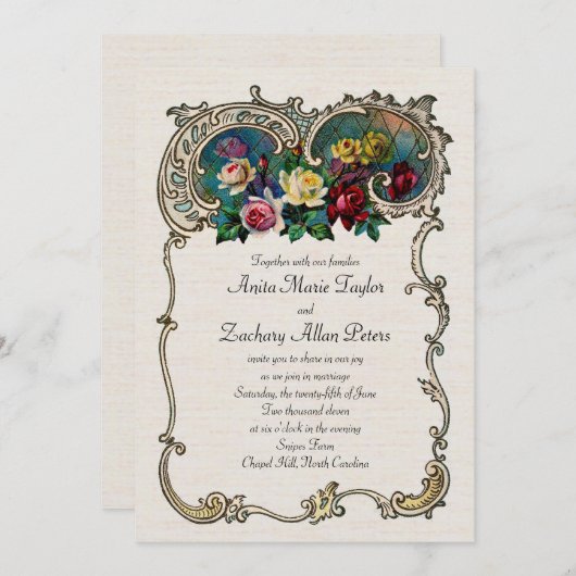 uitnodiging met lijst en rozen (Voorkant / Achterkant)