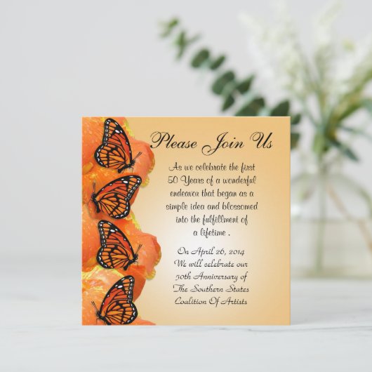 Uitnodiging met Monarch Butterflies voor elk evene (Staand voorkant)