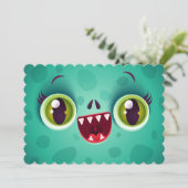 Uitnodiging met monster of zombie voor Halloween (Staand voorkant)