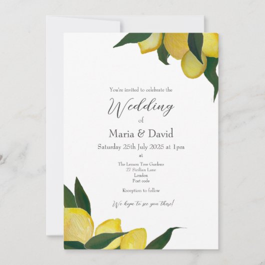Uitnodiging met olieverf citroenen (Voorkant)