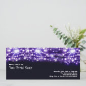 Uitnodiging met paarse glinsterende sterren (Staand voorkant)
