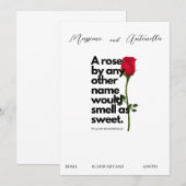 UITNODIGING MET POËZIE VAN WILLIAM SHAKESPEARE (Voorkant / Achterkant)