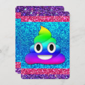 Uitnodiging met regenboog glitterspook emoji (Voorkant / Achterkant)