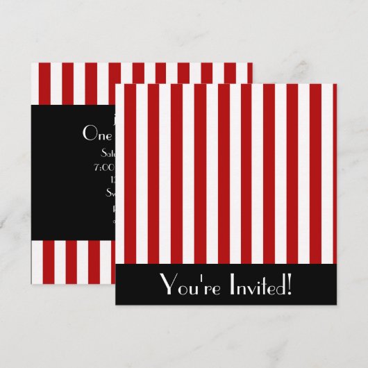 Uitnodiging met rode en witte strepen (Voorkant / Achterkant)