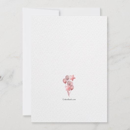 Uitnodiging met roze ballonnen (Achterkant)