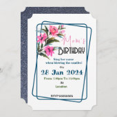 Uitnodiging met roze bloem (Voorkant / Achterkant)