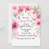 Uitnodiging met roze bloemen luifel (Voorkant)