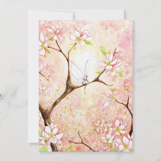 Uitnodiging met Roze Bloesem Uitzicht (Voorkant)