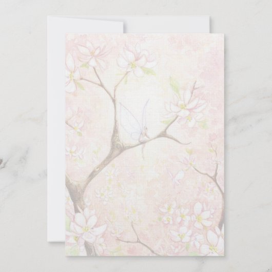 Uitnodiging met Roze Bloesem Uitzicht (Achterkant)