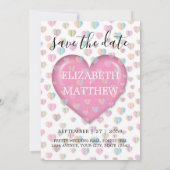 Uitnodiging met roze hart en speckles Sjabloon (Achterkant)