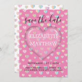 Uitnodiging met roze hart en speckles Sjabloon (Voorkant / Achterkant)