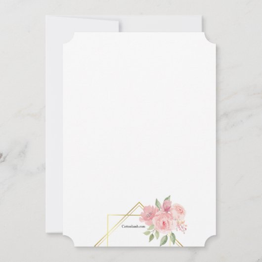 Uitnodiging met Roze Pioenrozen (Achterkant)