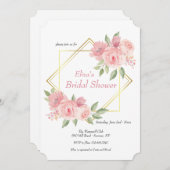 Uitnodiging met Roze Pioenrozen (Voorkant / Achterkant)