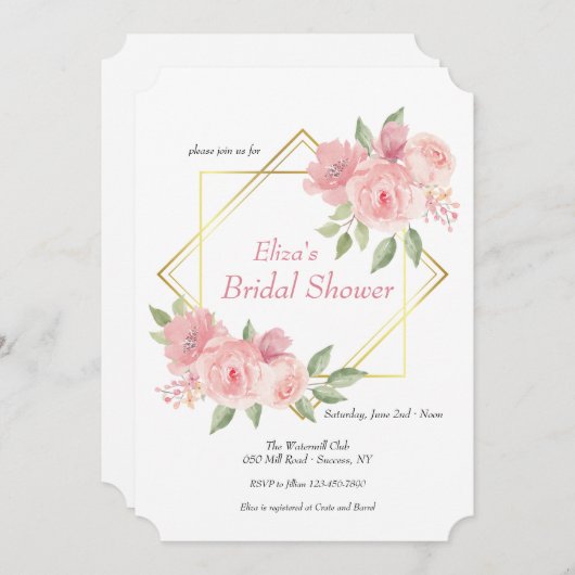 Uitnodiging met Roze Pioenrozen (Voorkant / Achterkant)