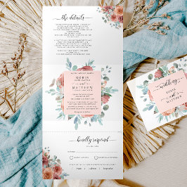 Uitnodiging met RSVP Etherische Blush Peach Bruilo
