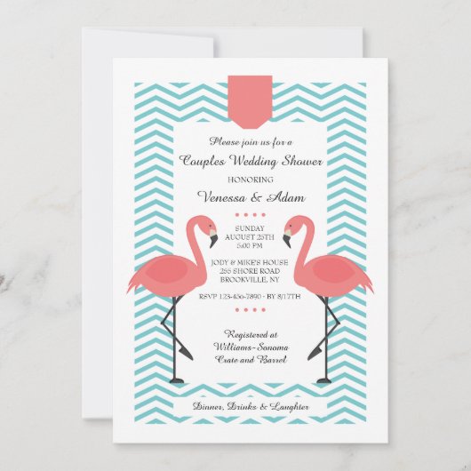 Uitnodiging met scharlaken flamingo's (Voorkant)
