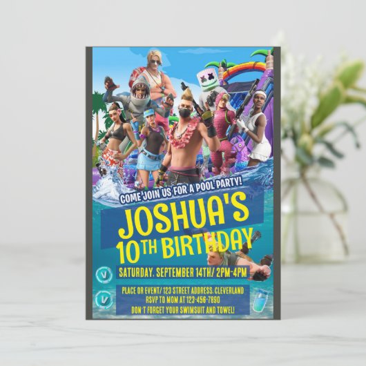 Uitnodiging met spelthema (Staand voorkant)