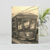 Uitnodiging met thema New Orleans Streetcar (Staand voorkant)