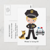 Uitnodiging met thema Politiefeest (Voorkant / Achterkant)