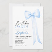 Uitnodiging met verjaardagsboog, blauwe Coquette-b (Voorkant)